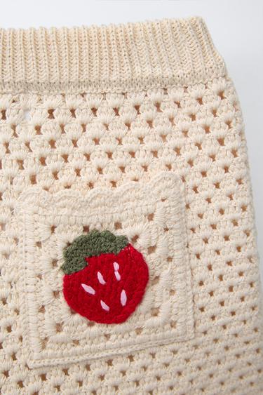 STRAWBERRY CROCHET KNIT BERMUDA SHORTS - Mid-ecru by Zara - Image 3