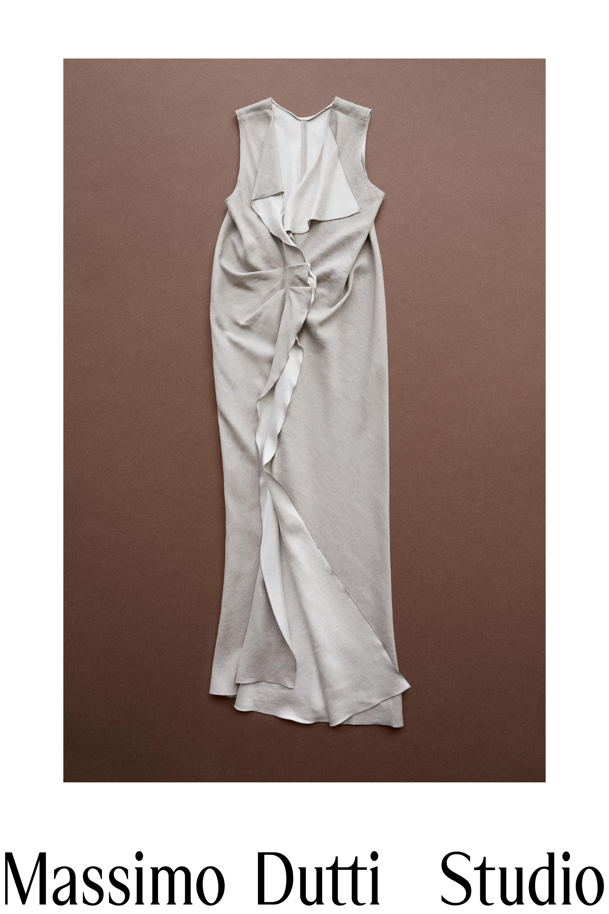 Flowing dress with ruffle detail - STUDIO — Stone