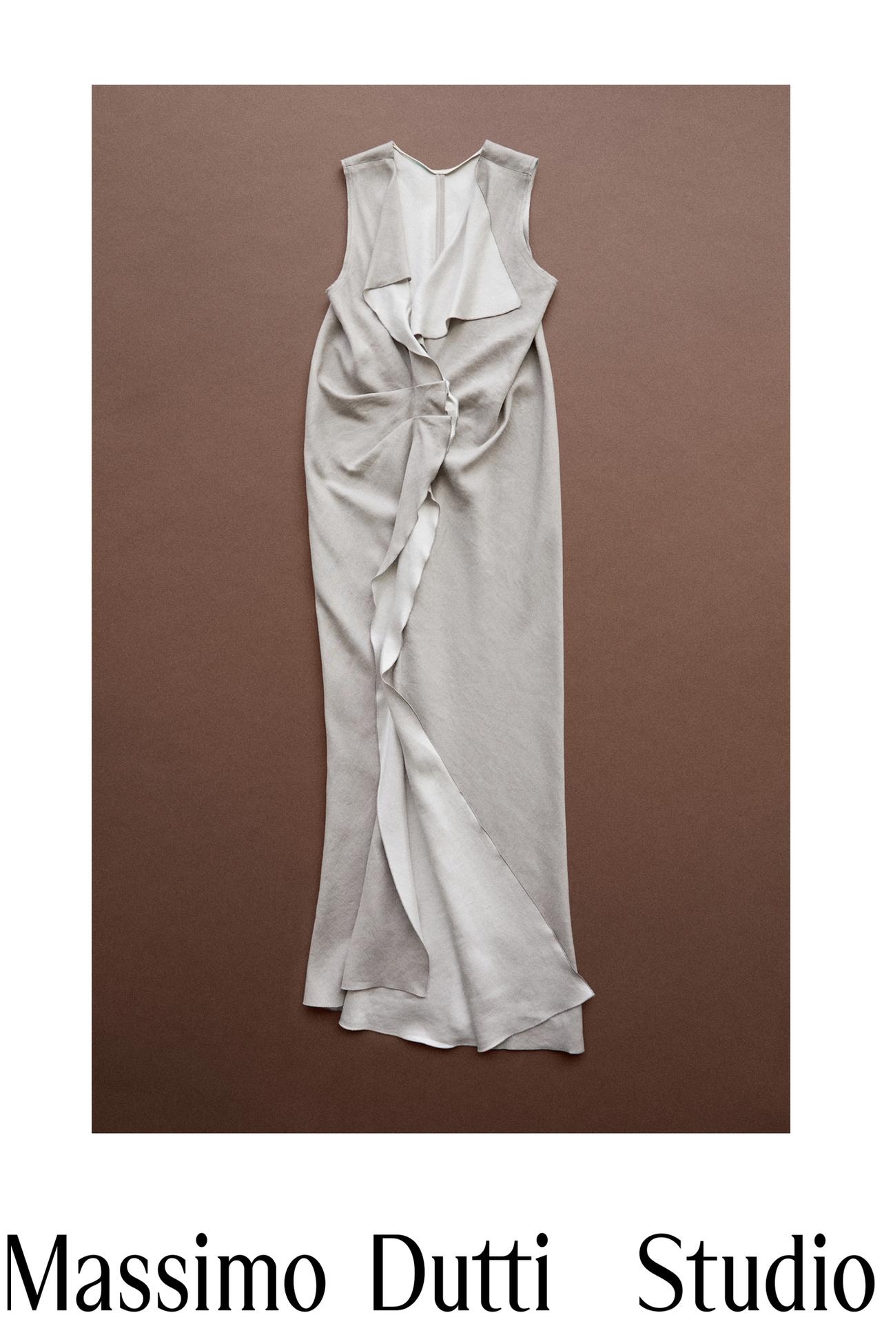 Flowing dress with ruffle detail - STUDIO — Stone