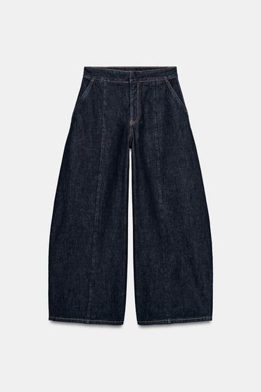 Zara TRF BALLOON POCKET JEANS - Dark indigo