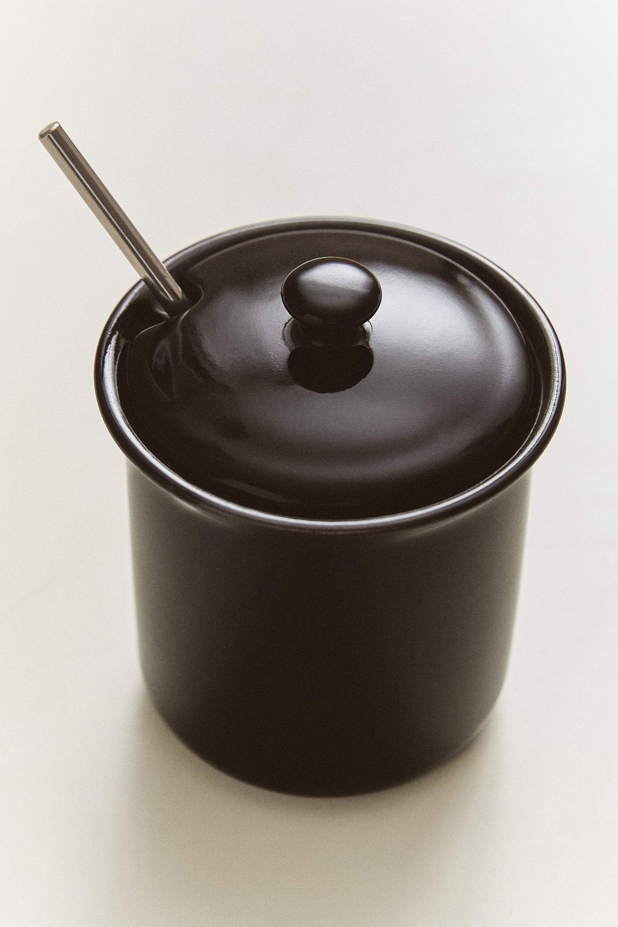 STONEWARE HONEY POT