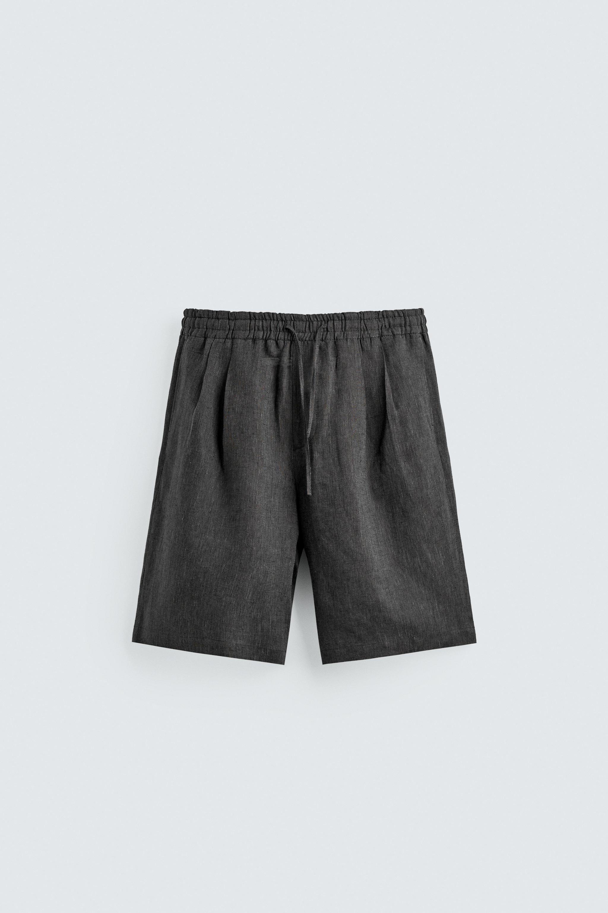 100% LINEN PLEATED SHORTS