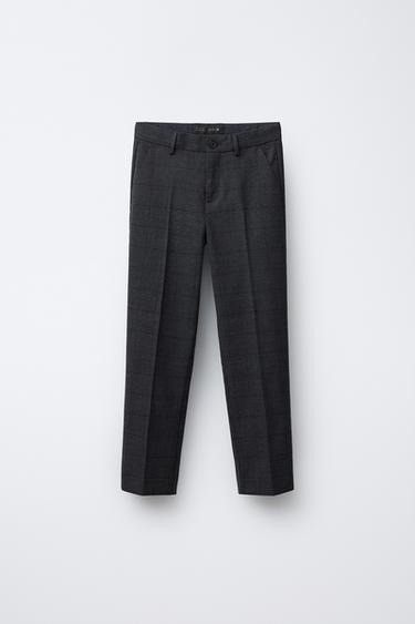 Zara KOMFORNE KARIRANE PANTALONE ZA ODELO – plava / siva – Slika 0