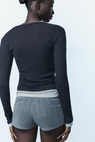 T-SHIRT DOUBLE - Chiné foncé de Zara - Image 2