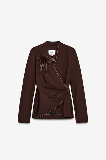 LIMITED EDITION DRAPED FEATHER SHIRT - Dark brown by Zara