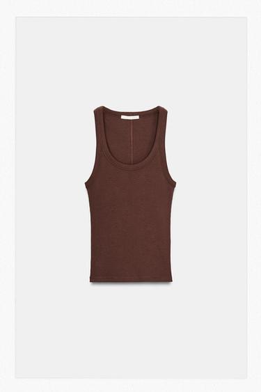 RIB SLEEVELESS TOP - Wine by Zara