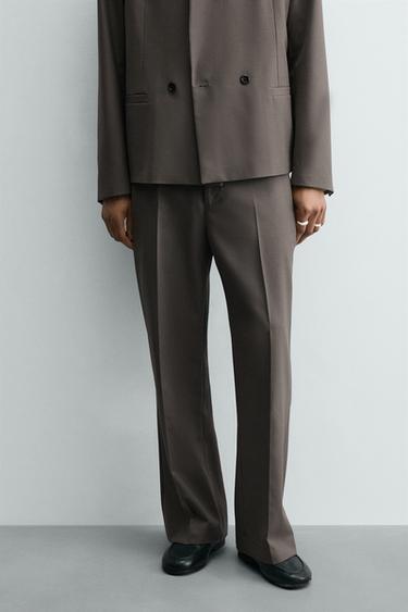 FLARE FIT SUIT TROUSERS WOOL BLEND SAMUEL DE SABOIA X ZARA - Brown / Taupe by Zara