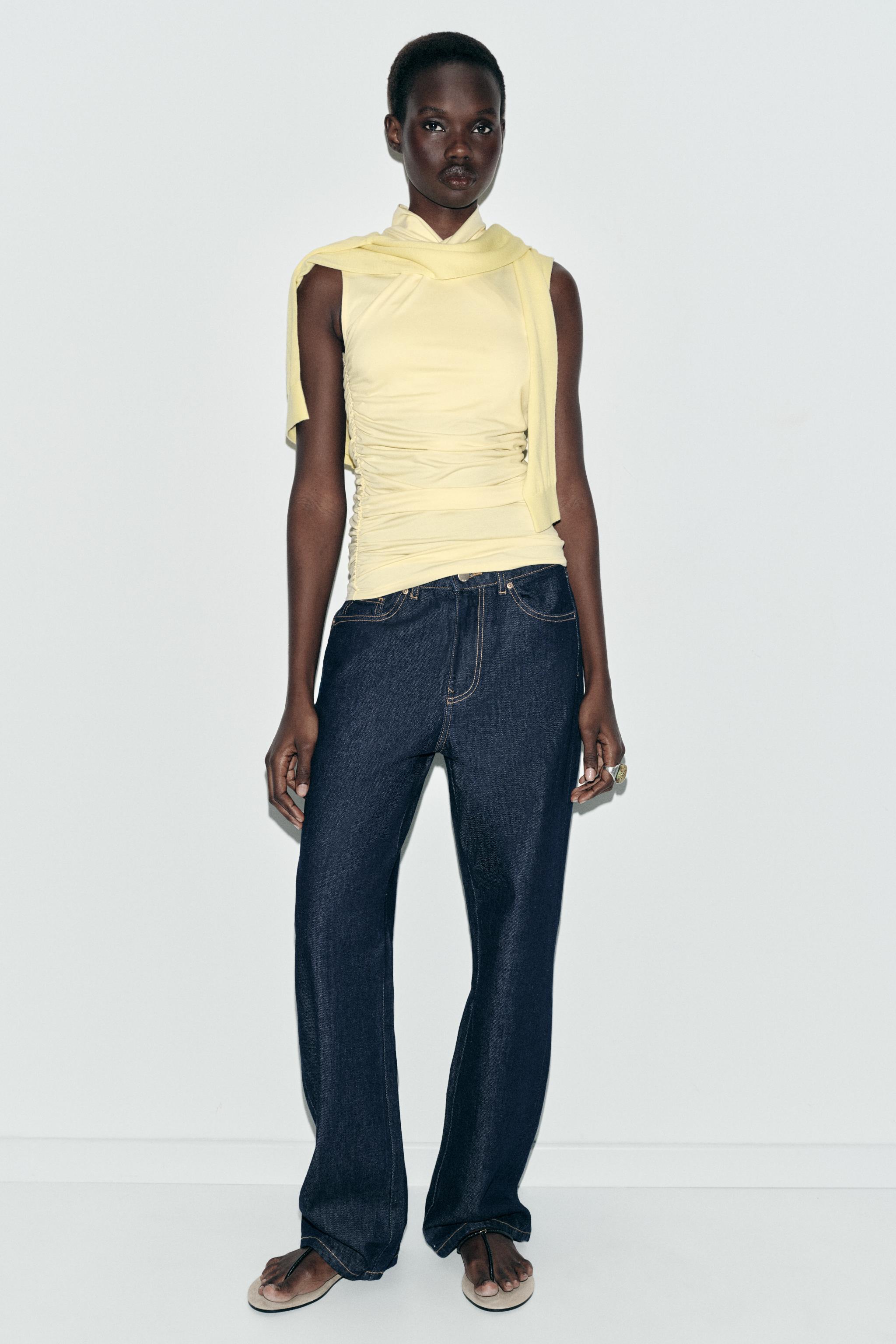 DRAPED GATHERED TOP — Yellow