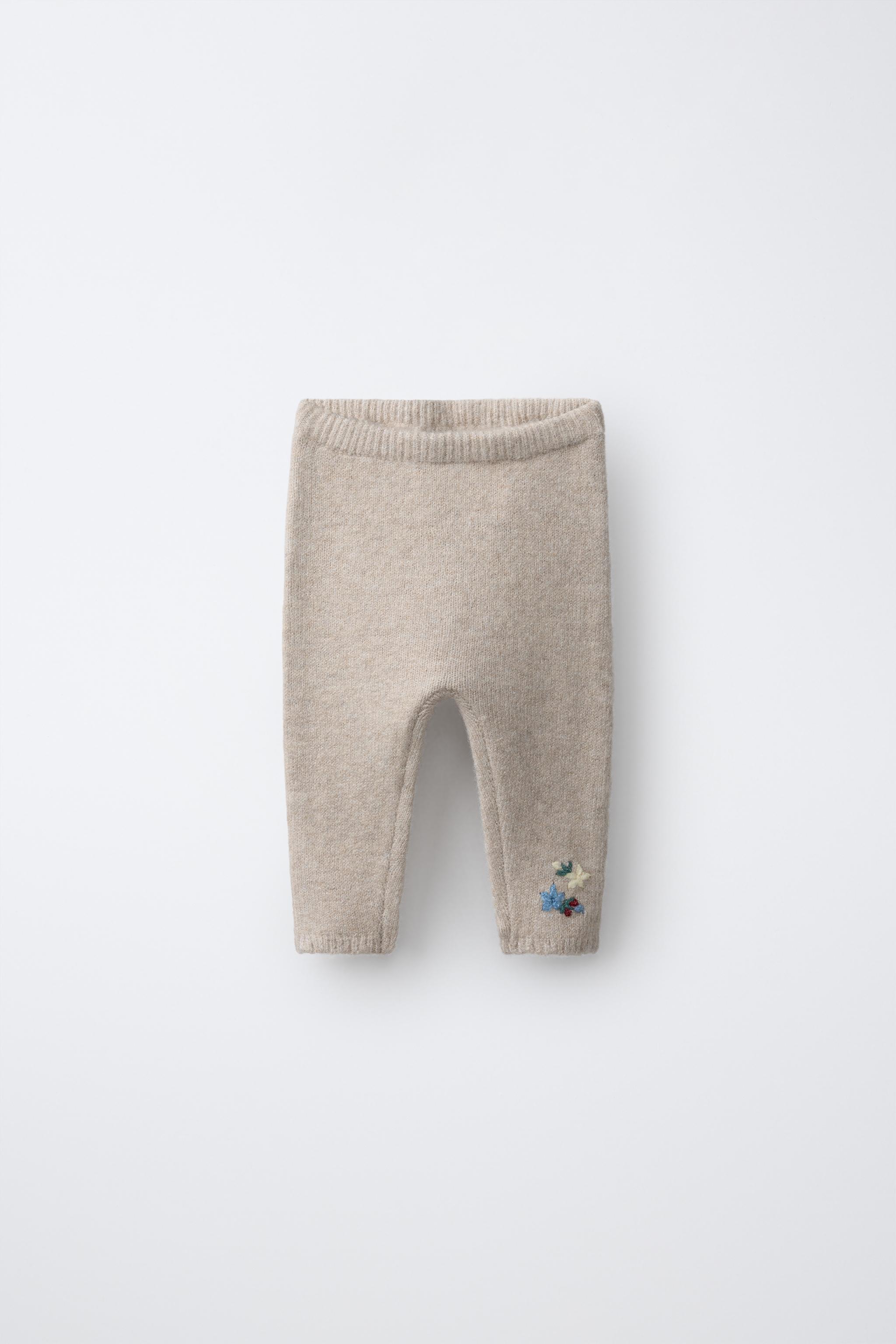 EMBROIDERED FLORAL KNIT PANTS