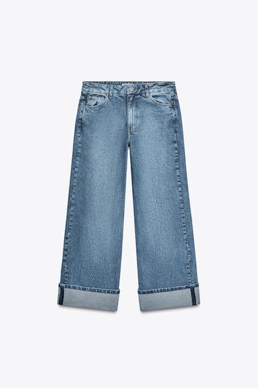 Zara TRF LOW RISE WIDE LEG JEANS - Blue