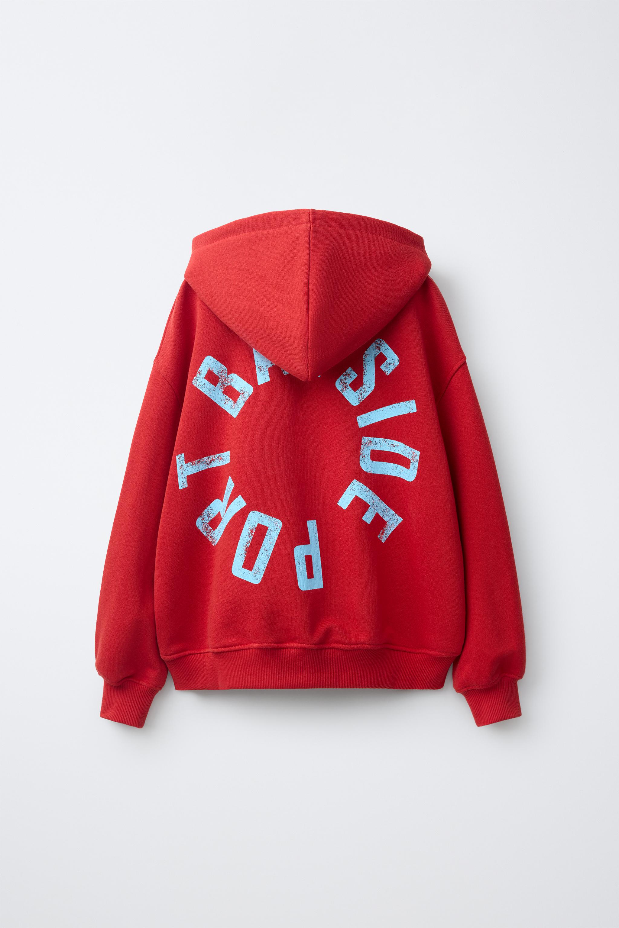 TEXT PRINT ZIP-UP HOODIE