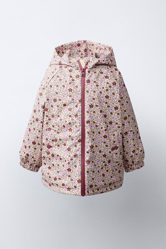 Zara WATER-RESISTANT RUBBERIZED FLORAL RAINCOAT - Dark pink - Image 0