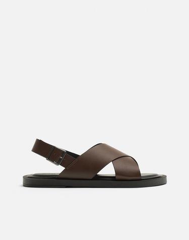 CROSSOVER SANDALS - Brown by Zara