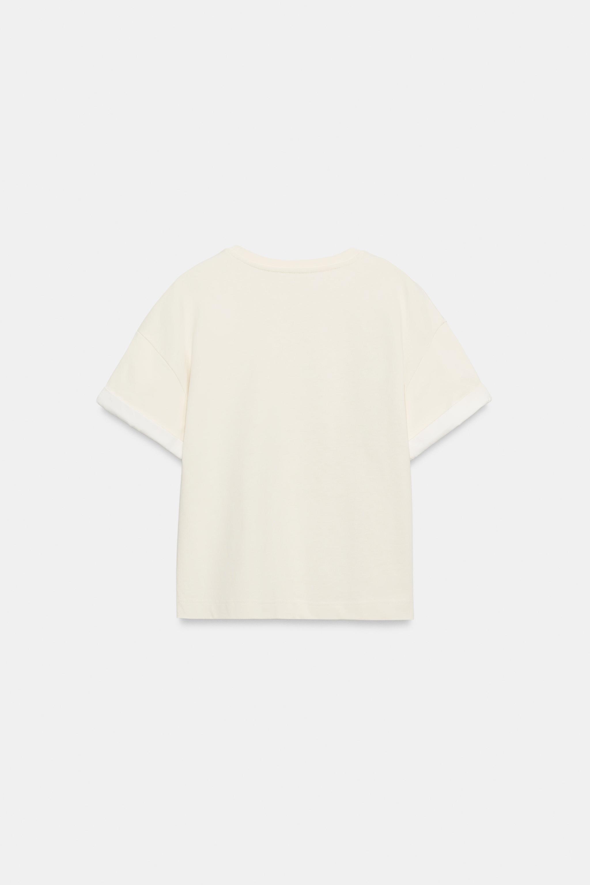 Zara HEAVY COTTON KISA KOLLU T-SHIRT görsel 6