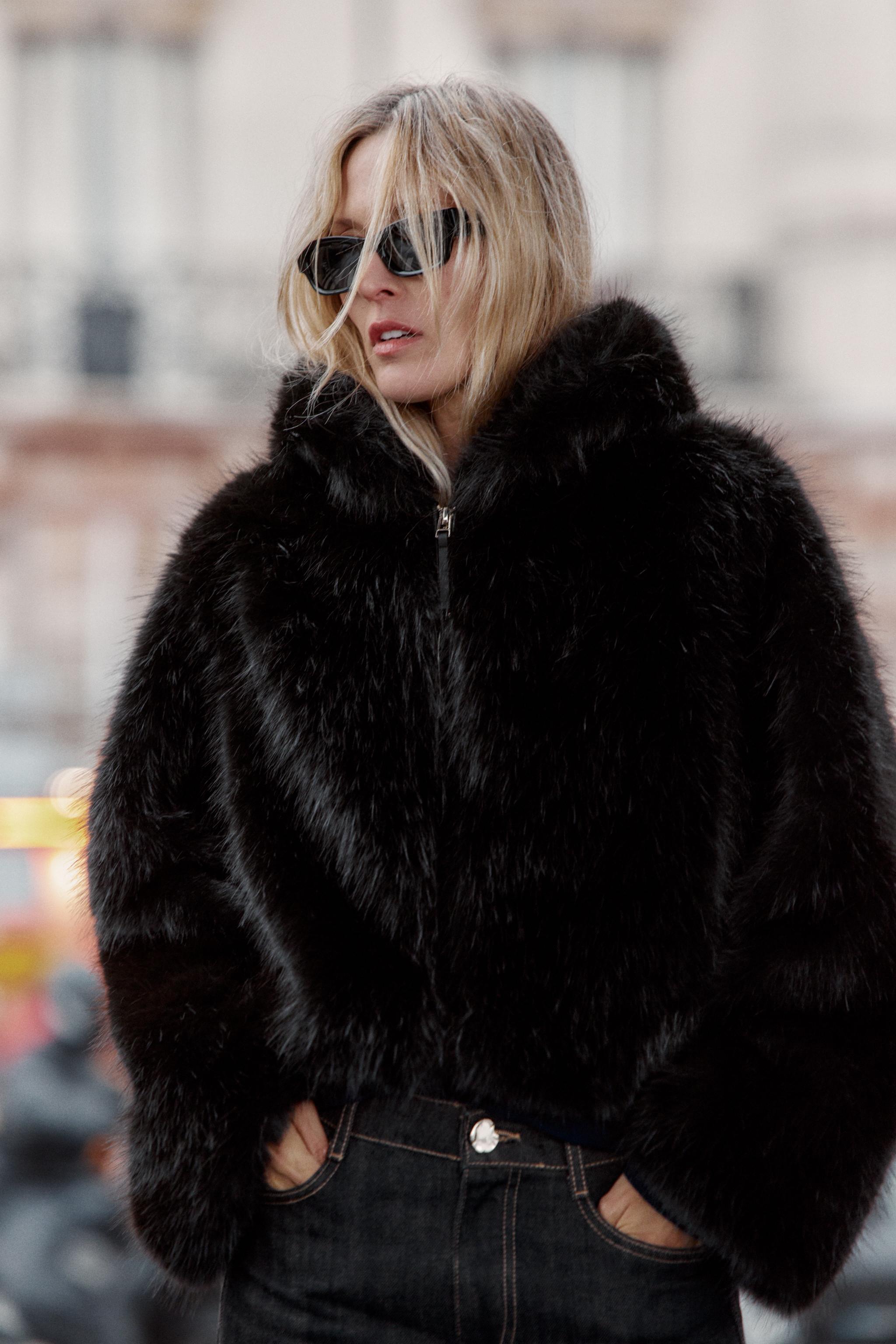 FAUX FUR HOODIE JACKET