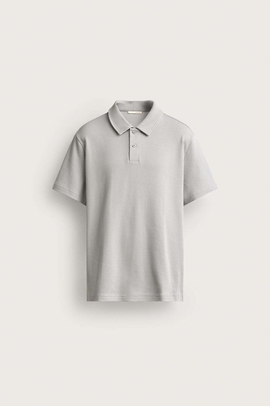 WAFFLE-KNIT TEXTURED POLO SHIRT