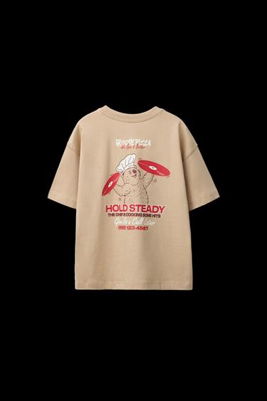 Zara PRINTED T-SHIRT - taupe brown