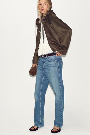BLOUSON BOMBER EFFET DAIM À CAPUCHE - Marron de Zara - Image 2