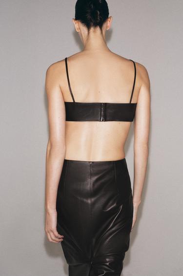 ZW COLLECTION 100% LEATHER CROP TOP - Brown by Zara - Image 2