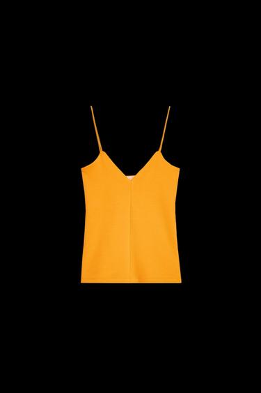 Zara COTTON TANK TOP - Orange - Image 0