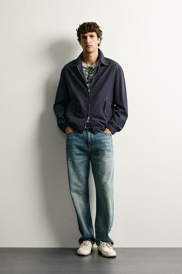 REGULAR FIT ZIP-UP OVERSHIRT - Navy blue by Zara - Image 0