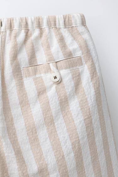 STRIPED BALLOON TROUSERS WITH PLEATS - Ecru / Beige by Zara - Image 3