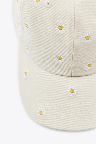 TWILL CAP WITH FLORAL EMBROIDERY - Ecru by Zara - Image 1