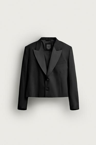 Zara 短版修身晚宴款西裝外套 - 黑色