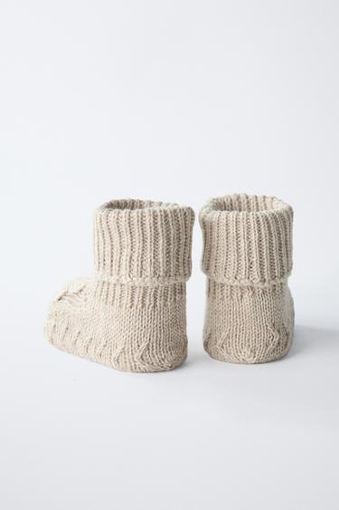 COTTON FLOWER BOOTIES - Sand Brown by Zara - Image 4