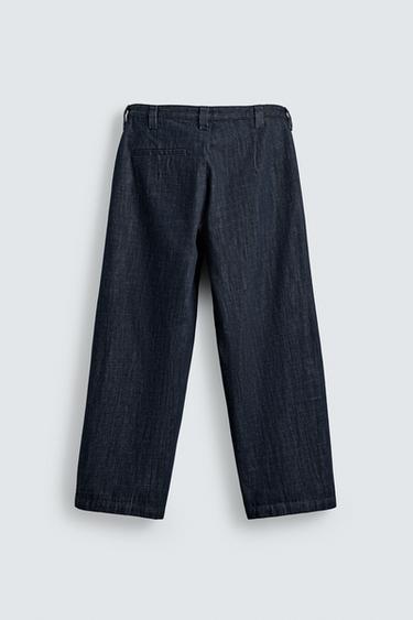 Zara BARREL FIT DENIM CHINO PANTS - Indigo