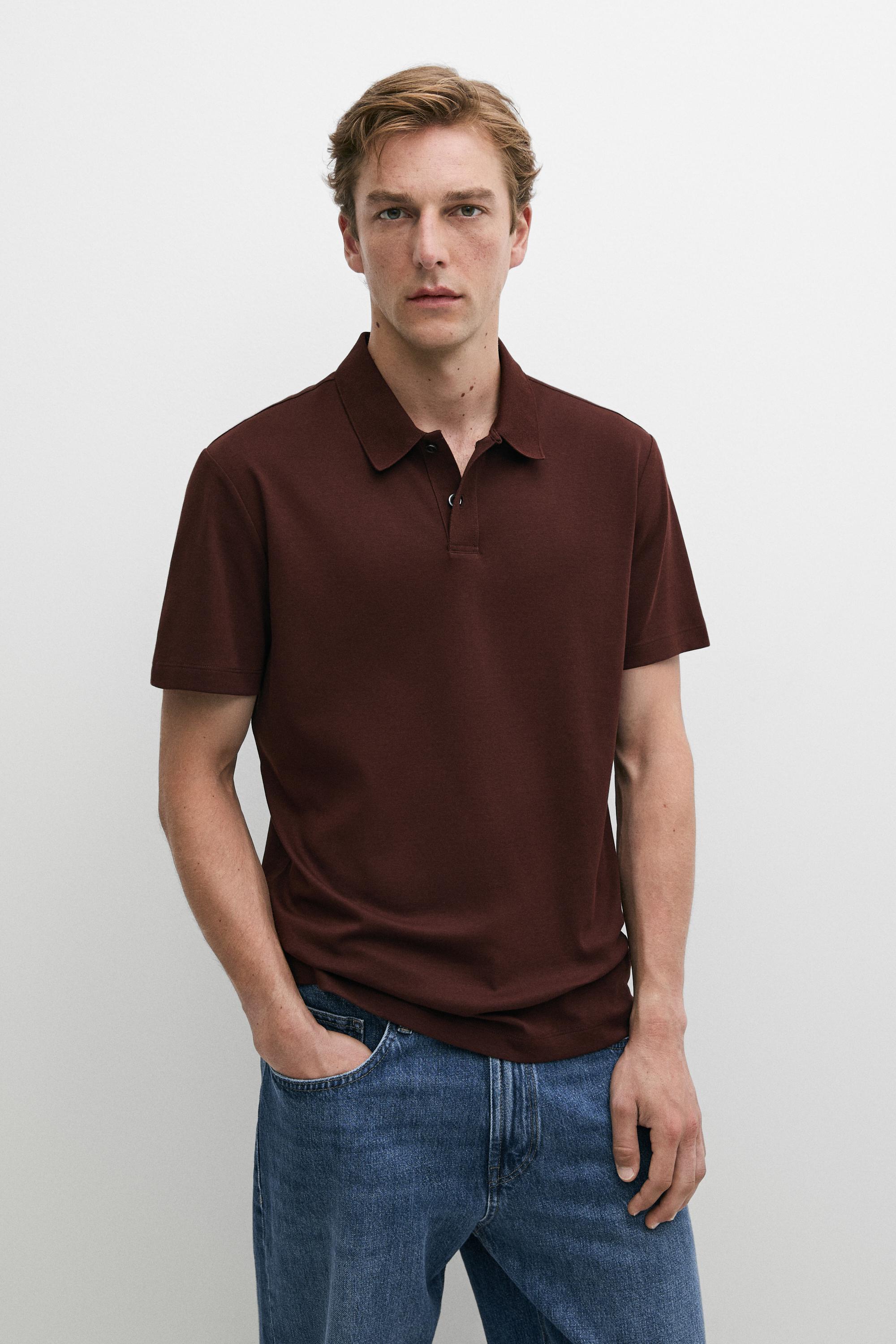 100% cotton short sleeve polo shirt — Brown / Taupe