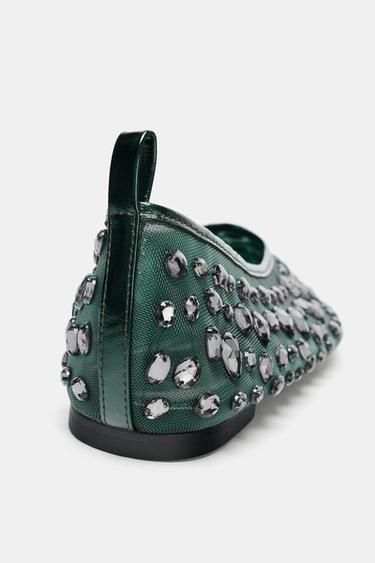 SPARKLY MESH BALLET FLATS - Green by Zara - Image 4