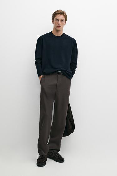 Zara Wool blend round neck knit sweater - Navy marl - Image 0