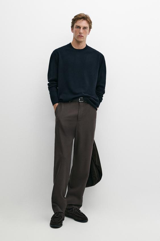 Zara Wool blend round neck knit sweater - Navy marl - Image 0