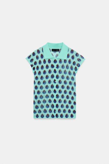 JACQUARD KNIT POLO SHIRT - Light green by Zara - Image 9