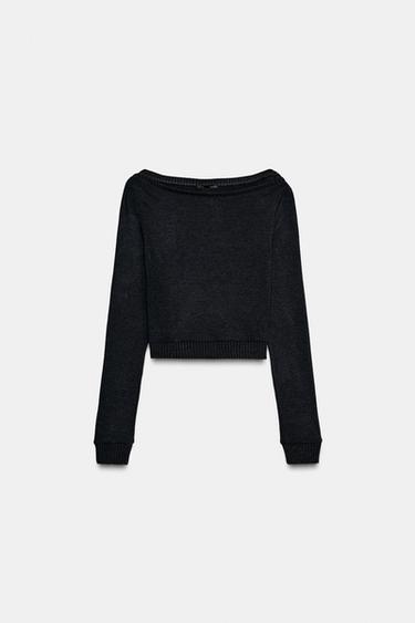 Zara 柔軟短版上衣 - 煤灰色