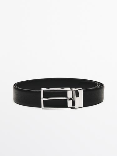 Ceinture réversible en cuir nappa - Noir de Zara