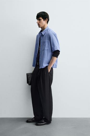 BOXY FIT CHECK SHIRT - Blue by Zara - Image 3