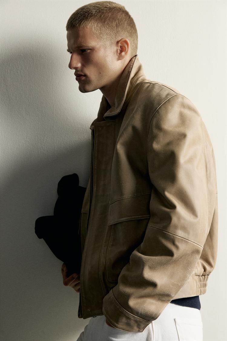 Chaqueta de cuero con efecto desgastado 6