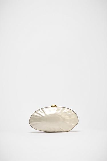 Zara PEARLESCENT BOX BAG - white