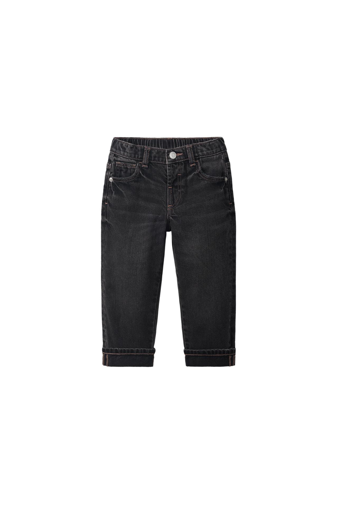 TOPSTITCHED STRAIGHT JEANS — Gray