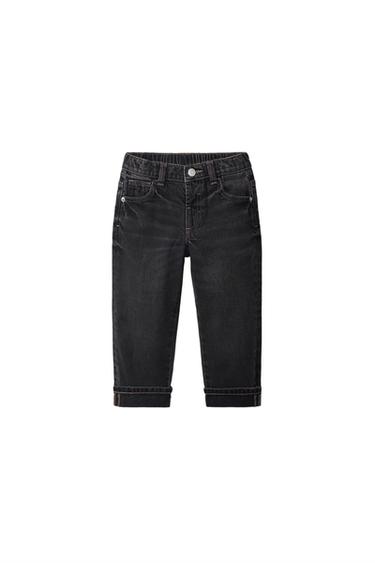 TOPSTITCHED STRAIGHT JEANS — Gray 1