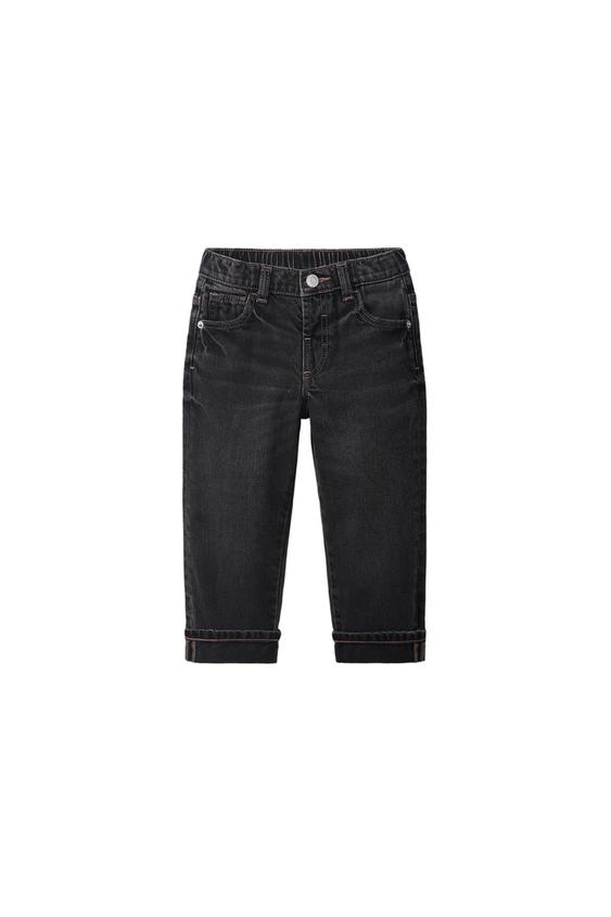 Zara STRAIGHT LEG TOPSTITCHED JEANS - Gray - Image 0