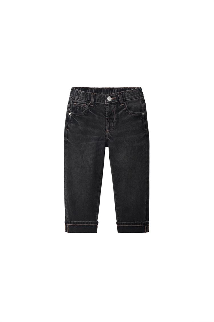TOPSTITCHED STRAIGHT JEANS — Gray