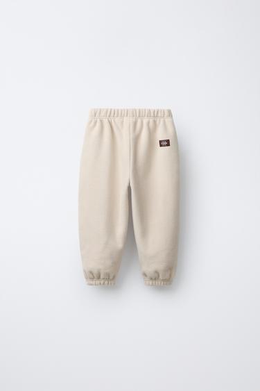 FLEECE JOGGERS WITH TRIMS - Mid-ecru by Zara - Image 1