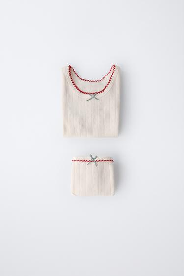 1/2 - 6 JAHRE/ PACK T-SHIRT UND POINTELLE-SLIPS - Cremefarben von Zara