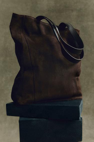 LIMITED EDITION LEATHER TOTE BAG - Brown by Zara