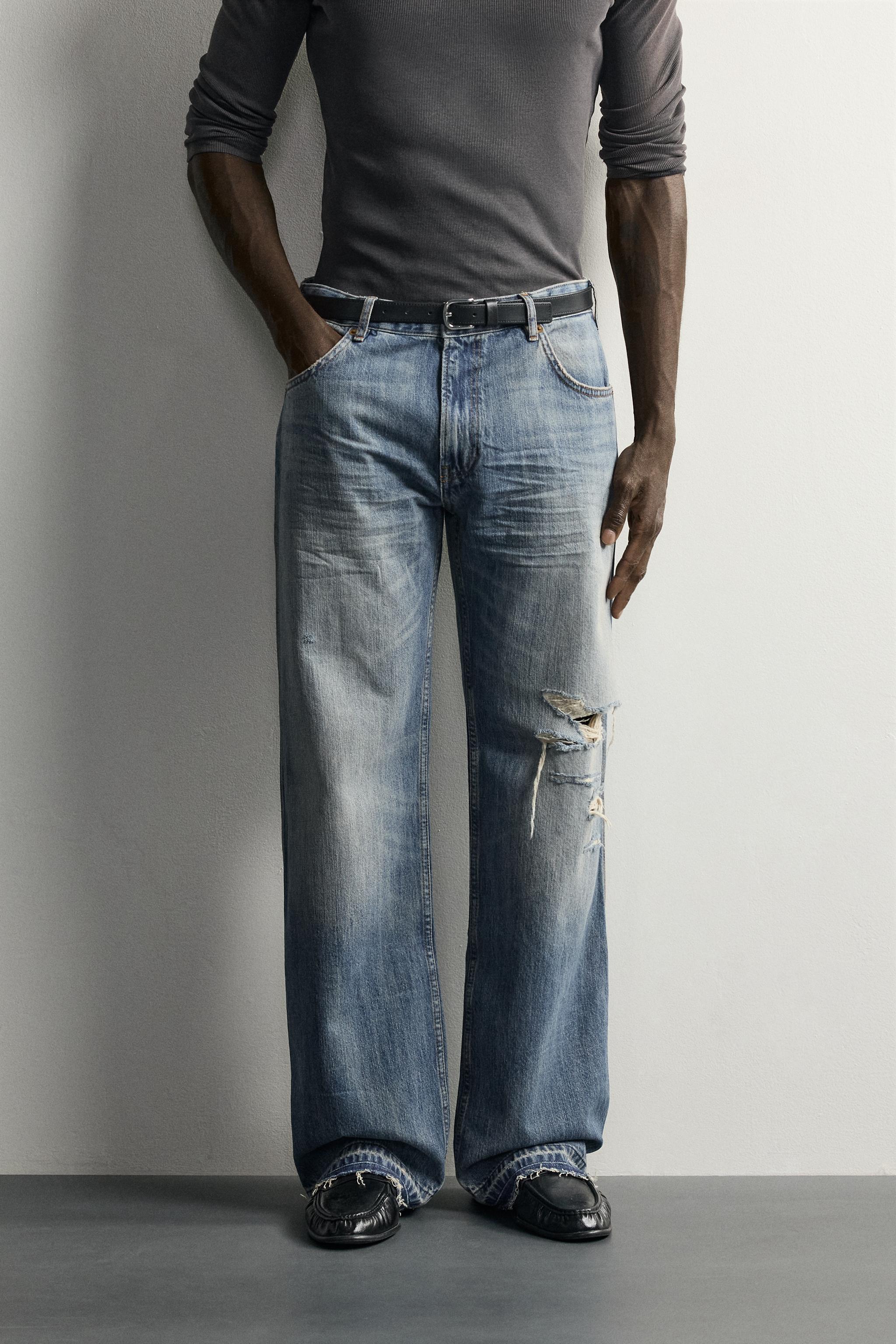 Мужские джинсы Zara LOW-RISE DISTRESSED BOOTCUT JEANS — фото 2