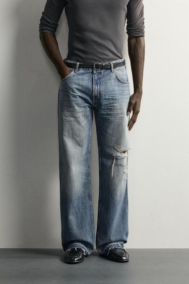 JEANS BOOTCUT FIT LOW RISE COM RASGÕES - Azul / Verde da Zara