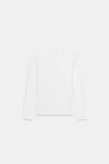 T-SHIRT FLEUR VOLUME - Blanc de Zara - Image 1